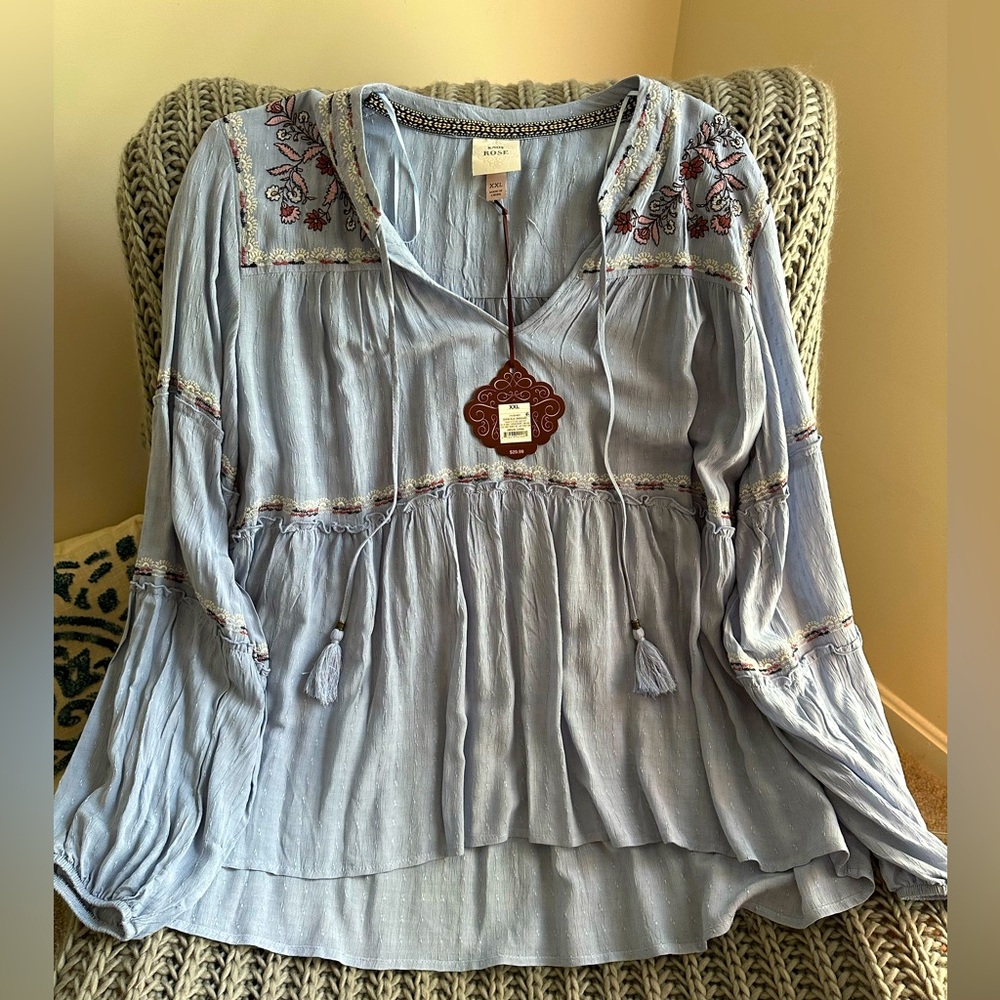 Knox Rose Boho-Style, long sleeve blouse